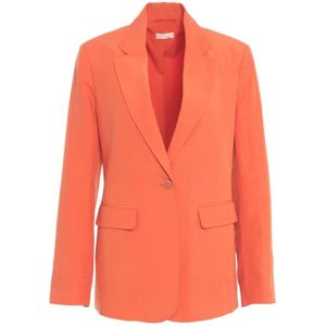 Liu Jo, Jassen, Dames, Oranje, M, Oranje Blazer met Inkeping Revers
