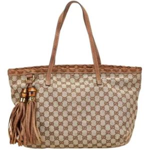 Gucci Vintage, Pre-owned, Dames, Bruin, ONE Size, Leer, Pre-owned Canvas gucci-bags