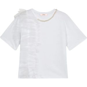 Oltre, Tops, Dames, Wit, L, Tule, Parel en Tule T-shirt