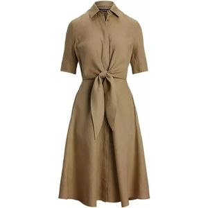 Ralph Lauren, Kleedjes, Dames, Bruin, XS, Linnen, Kameel