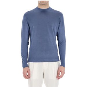 Drumohr, Truien, Heren, Blauw, L, Zijden Crewneck Sweater