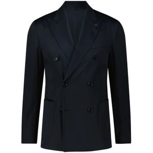 Lardini, Jassen, Heren, Blauw, L, Katoen, Cotton Slim-Fit Blazer