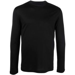 Emporio Armani, Tops, Heren, Zwart, 2Xl, Katoen, Top met lange mouwen
