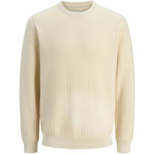 Jack & Jones, Truien, Heren, Beige, L, Gebreide ronde hals trui wit grijs