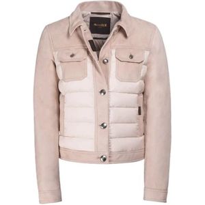 Moorer, Jassen, Dames, Beige, S, Suède, Hybride casual jas in fijn suède