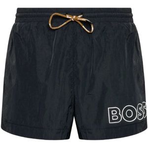 Hugo Boss, Badkleding, Heren, Zwart, L, Heren Shorts met Elastische Taille