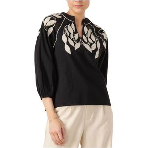 Aimée the Label, Blouses & Shirts, Dames, Zwart, XS, Katoen, Veelzijdige Georgec Top voor Stijlvolle Vrouwen