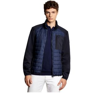 Fay, Jassen, Heren, Blauw, L, Polyester, Gewatteerd technisch jack met scuba-inzetstukken