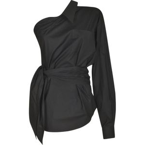 Moschino, Blouses & Shirts, Dames, Zwart, M, Stijlvolle Overhemden Collectie