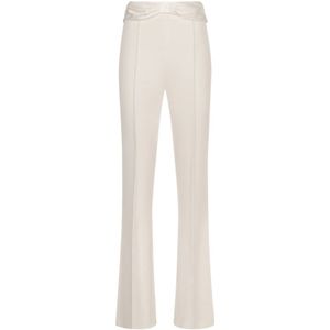 Elisabetta Franchi, Broeken, Dames, Roze, XS, Satijn, Flared broek met satijnen strik
