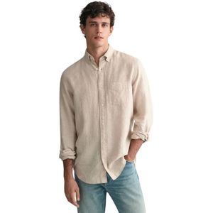 Gant, Overhemden, Heren, Beige, 3Xl, Linnen, Linnen Overhemd - Zomerse Stijl