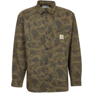 Carhartt Wip, Overhemden, Heren, Groen, M, Katoen, Groene Camo Longsleeve Shirt