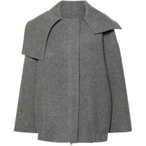 Fabiana Filippi, Jassen, Dames, Grijs, S, Wol, Grijze Wol Korte Jas Aw 24