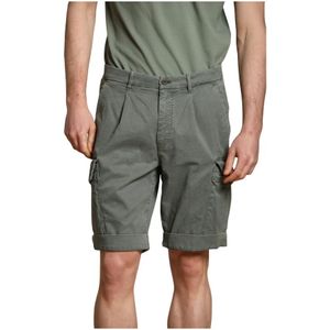 Mason's, Korte broeken, Heren, Groen, L, Katoen, Groene Cargo Bermuda Shorts in Katoen-Zijde