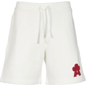 A Paper Kid, Korte broeken, Heren, Wit, S, Katoen, Witte Felpa Shorts voor Kinderen