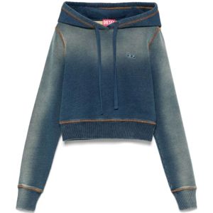 Diesel, Sweatshirts & Hoodies, Dames, Blauw, S, Katoen, Distressed Blue Hoodie