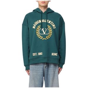 Valentino, Sweatshirts & Hoodies, Heren, Groen, M, Katoen, Groene Stijlvolle Hoodie Sweatshirt Mannen