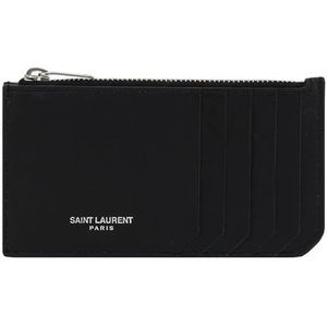 Saint Laurent, Accessoires, Heren, Zwart, ONE Size, Stijlvolle Kaarthouder met Ritsvak