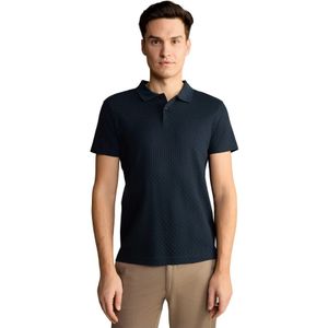 Joop!, Tops, Heren, Blauw, L, Katoen, Donkerblauw katoenen poloshirt met textuurpatroon
