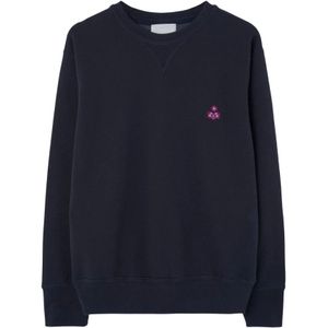 Isabel Marant, Sweatshirts & Hoodies, Heren, Blauw, XL, Navy Blauw Geborduurde Sweater