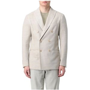 Fay, Jassen, Heren, Beige, M, Linnen, Elegante Linnen Blazer