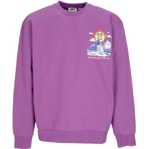Obey, Sweatshirts & Hoodies, Heren, Paars, S, Katoen, Lichte Crewneck Sweatshirt We Komen Van de Zon