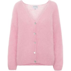 American Dreams, Truien, Dames, Roze, L, Wol, Batik-geïnspireerde Mohair Cardigan Soft Berry