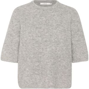 Gestuz, Truien, Dames, Grijs, L, Wol, Zachte Gebreide Tee Lichtgrijs Melange