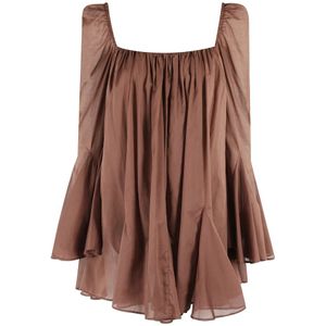 Andamane, Kleedjes, Dames, Bruin, 2Xs, Katoen, Mini Whitney Jurk in Mokka Katoen
