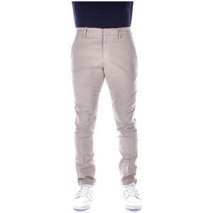 Dondup, Broeken, Heren, Beige, W33, Katoen, Logo Broek met Zakken