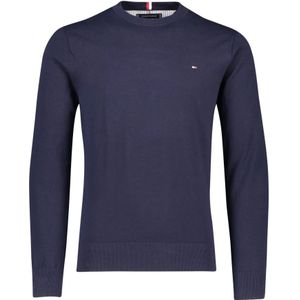 Tommy Hilfiger, Sweatshirts & Hoodies, Heren, Blauw, 3Xl, Katoen, Donkerblauwe Sweater met V-Hals