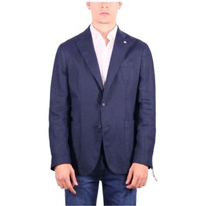 Manuel Ritz, Jassen, Heren, Blauw, 3Xl, Linnen, Blauwe Linnen Ongevoerde Jas Drop Otto