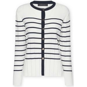 Elena Mirò, Truien, Dames, Wit, 2Xl, Vest met ronde halslijn in streepdessin