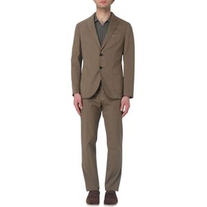 Boglioli, Pakken, Heren, Groen, L, Elegant Single-Breasted Pak met Inkeping Revers