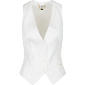 Elisabetta Franchi, Jassen, Dames, Bruin, M, Stijlvolle Vest voor Vrouwen