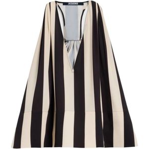 Jacquemus, Tops, Dames, Zwart, S, Polyester, Gedrukte Top Norma Stijl