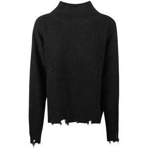 Hinnominate, Truien, Dames, Zwart, XS, Wol, Comfortabele Gebreide Turtle Neck Sweater