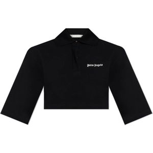 Palm Angels, Tops, Dames, Zwart, XS, Katoen, Korte Polo