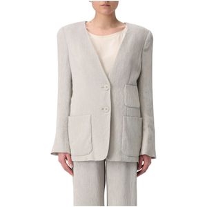 Emporio Armani, Jassen, Dames, Grijs, M, Wol, Blazerjas voor Stijlvolle Outfits