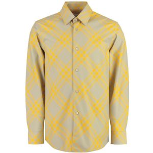 Burberry, Overhemden, Heren, Groen, XS, Katoen, Katoenen overhemd met parelmoeren knopen