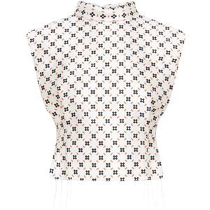 Lanvin, Tops, Dames, Wit, S, Cropped Mouwloze Top