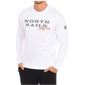 North Sails, Sweatshirts & Hoodies, Heren, Grijs, XL, Nylon, Geribbelde Ronde Hals Trui