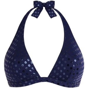 Vilebrequin, Badkleding, Dames, Blauw, M, Relief Sparkling Neckholder Bikini Top voor dames
