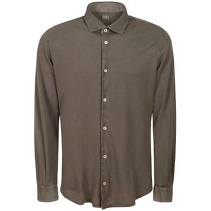 Fedeli, Overhemden, Heren, Bruin, 3Xl, Katoen, Licht Piquet Katoenen Shirt met Lange Mouwen
