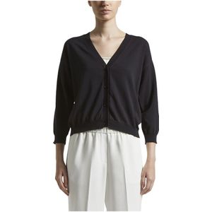 Peserico, Truien, Dames, Blauw, M, Katoen, Pu katoen crêpe tricot vest