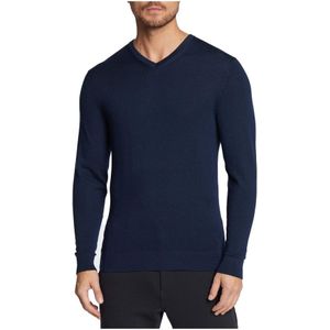 Calvin Klein, Truien, Heren, Blauw, M, Wol, Merinowollen Trui - V-hals