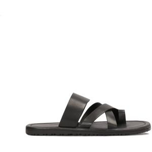 Kazar, Schoenen, Heren, Zwart, 45 EU, Leer, Zwarte leren slides in urban stijl voor mannen