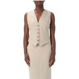 Philosophy di Lorenzo Serafini, Jassen, Dames, Beige, S, Wol, Beige Mouwloos Vest