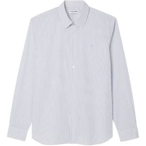 Lacoste, Overhemden, Heren, Blauw, 6Xl, Katoen, Blauw Gestreept Katoenen Overhemd