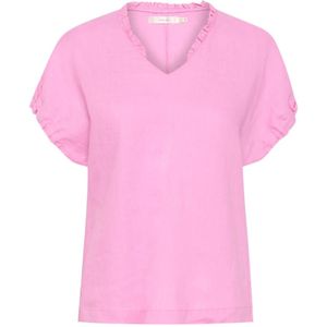 InWear, Blouses & Shirts, Dames, Roze, M, Linnen, Cyclamen Linnen Top met Ruchedetail
